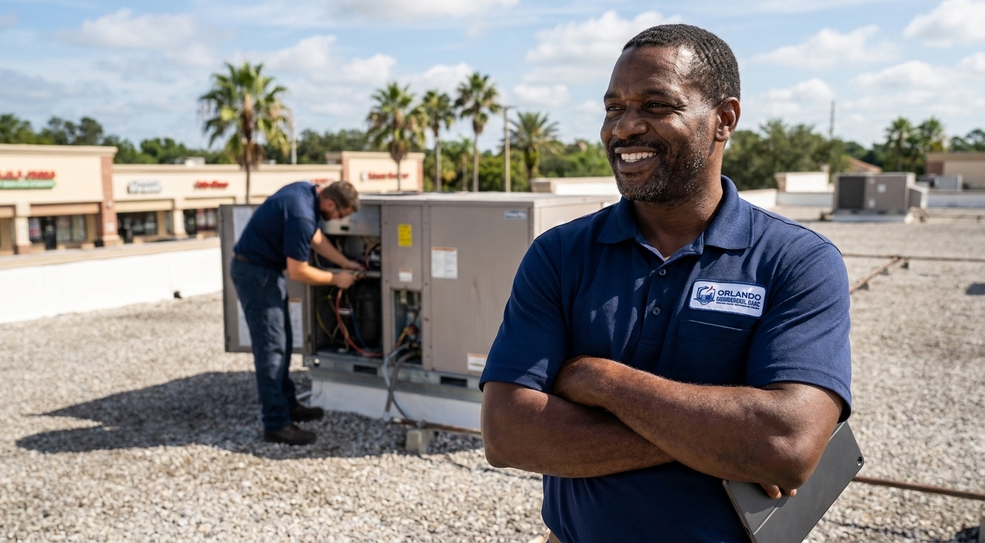 Owner of Orlando Commercial HVAC on a rooftop job site